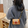 Girls Fashion Houndstooth Pattern Heart Decor Crossbody Bag