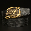 Men Fashion Casual Business Solid Color Leather Metal Buckle Crocodile Belt