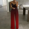 Women Print Sleeveless Top Pearl Sling Wide Leg Jumpsuit