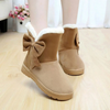 Women Winter Bow Decor Fleece Lined Plush Snow Short Boots