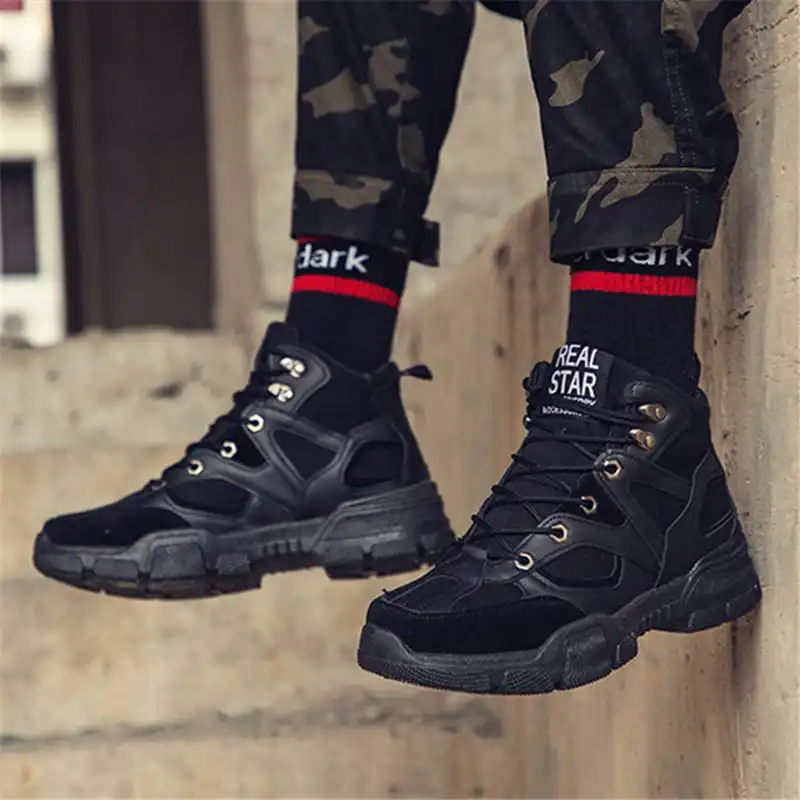 Men Fashion Color Blocking Thick-Soled Lace-Up Boots