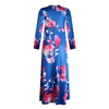 Ramadan /Eid Women Casual V-Neck Long-Sleeve Lace-Up Flower Print Maxi Swing Dress