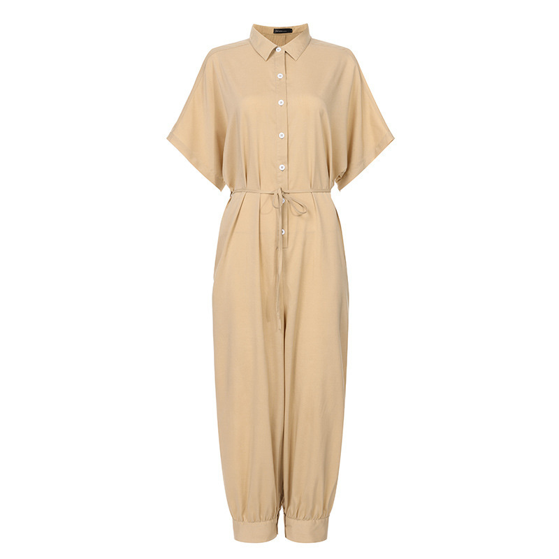 Women Casual Single-Breasted Loose Jumpsuits