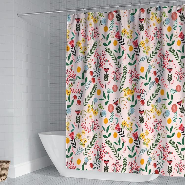 (Buy 1 Get 1) Tiny Flower Series 3D Digital Printing Home Polyester Cloth Shower Curtain