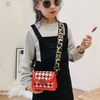 Girls Fashion Houndstooth Pattern Heart Decor Crossbody Bag