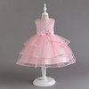 Kids Toddler Big Girls Summer Fashion Party Cute Sweet Solid Color Sequins Bow Pleated Sleeveless Mesh Party Tutu Dress