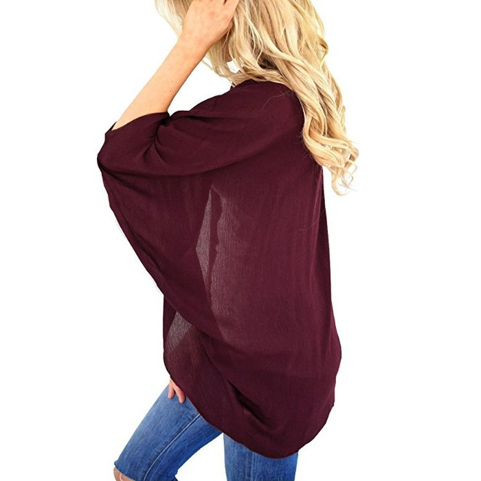 Women Casual Solid Color Half Sleeve Cardigan