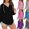 Women Casual V-Neck Plus Size Fashion Long Sleeve Top Irregular Hem Sweatshirt