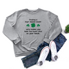 St.Patrick'S Day Fashion Women'S Long Sleeve Four Leaf Clover Letter Print Round Neck Sweatshirt