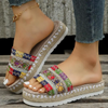 Women Fashion Plus Size Ethnic Style Rope Woven Thick-Soled Comfortable Slippers