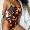 Graphic Fire Printing Sexy Women One-Piece Swimsuit