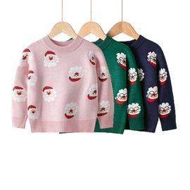 Kids Toddler Boys Girls Fashion Casual Christmas Long Sleeve Round Neck Knitwear