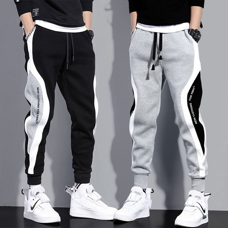 Men'S Casual Lace-Up Loose Color-Block Sports Trousers