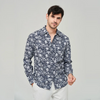 Men Fashion Casual Tiny Flower Long Sleeve Lapel Shirt