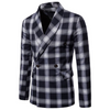 Men Cotton Plaid Printed Business Blazer