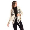 Ethnic Geometric Knitting Tassel Fringed Long-Sleeve Knitted Cardigan