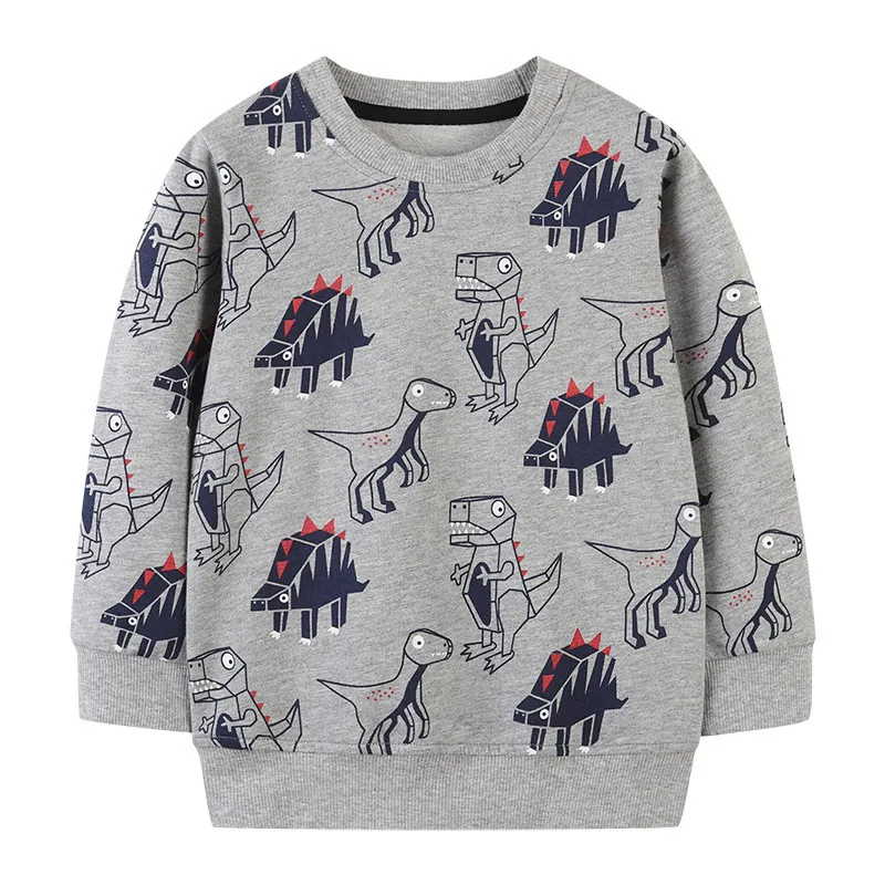 Kids Toddler Boys Autumn Winter Fashion Casual Cute Cartoon Dinosaur Print Round Neck Sweatshirts