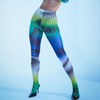 Women Edgy High-Waisted All Over Print Color Blocking Mesh See-Through Leggings