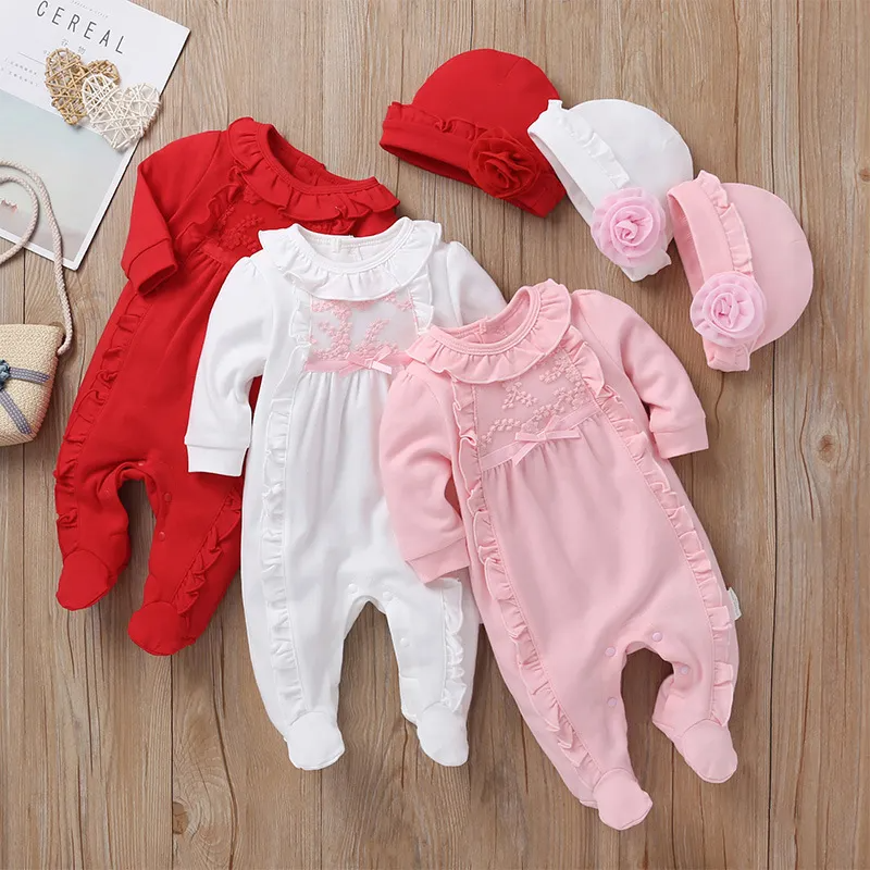 (Buy 1 Get 2) Kids Baby Girls Spring Autumn Fashion Casual Cute Bow Long Sleeve Romper