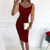 Women Fashion Sexy Solid Color Rhinestone Slip Dress