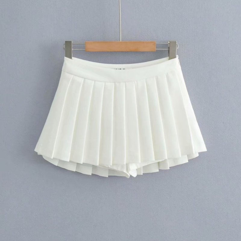 Women Fashion Solid Color Anti-Light Pleated Skirt