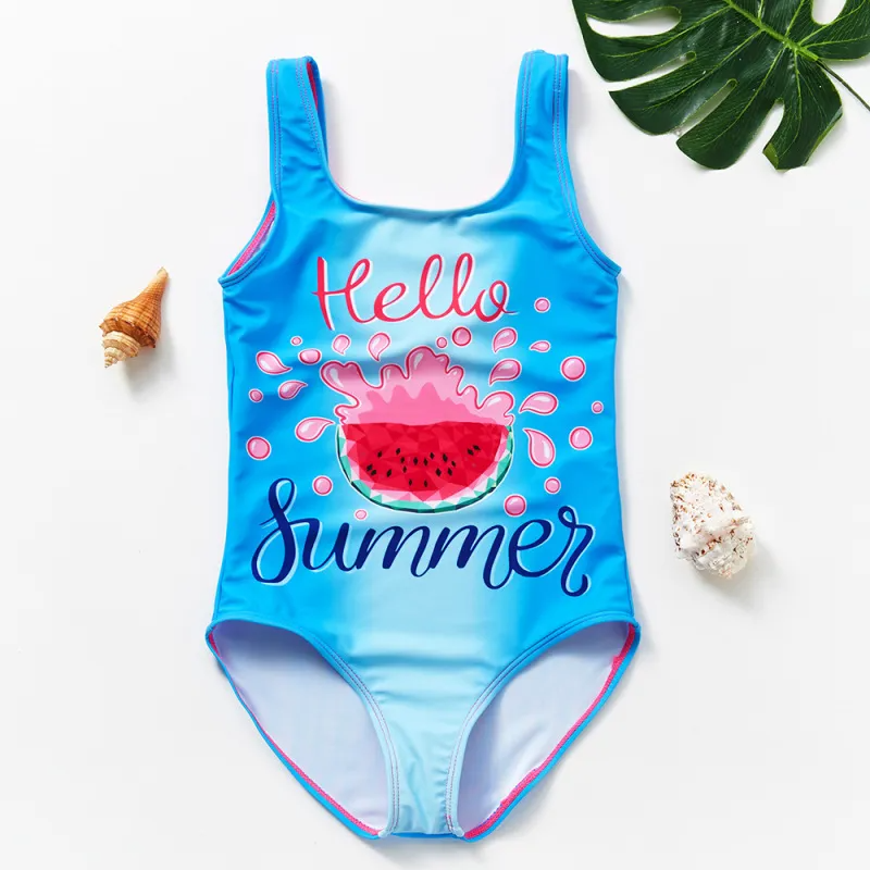 Children Kids Baby Fashion Girls Watermelon Print One-Piece Swimsuit