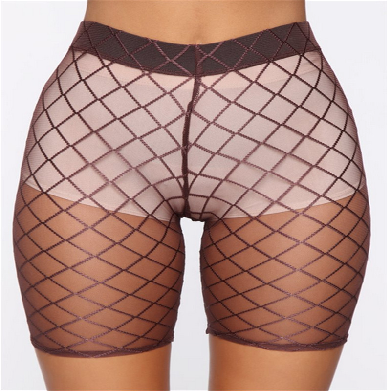 Women Sexy High Waist Fashion Mesh See-Through Shorts