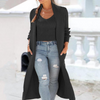 Women Casual Classic Autumn Winter Cardigan Trench Coat Knitted Loose Sweater Two-Piece Solid Color Set