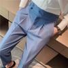 Men Gentle Italian-Style Striped Casual High-Waisted Business Pleated Casual Trousers