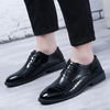 Men Casual Business Office PU Plaid Lace-Up Round-Toe Leather Shoes