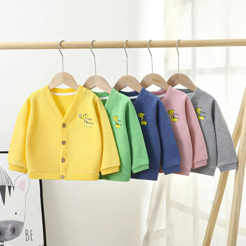 (Buy 1 Get 1) Kids Baby Toddler Boys Girls Autumn Winter Fashion Casual Cute Cartoon Pattern V Neck Knitwear Sweater