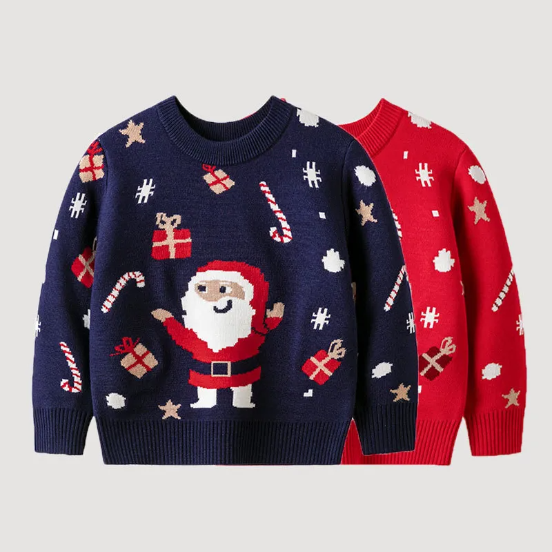 Kids Toddler Boys Girls Fashion Casual Christmas Long Sleeve Round Neck Knitwear