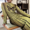 Women Fashion Sexy Butterfly Printing Long Sleeve Long Dress