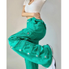 Fashion Casual Ladies Loose High Waist Green Overalls Jeans