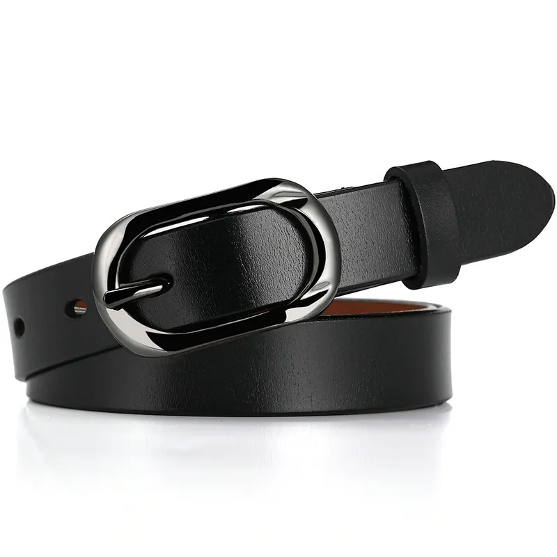 (Buy 1 Get 1) Women Fashion Casual Versatile Solid Color Square Pin Buckle Split-Leather Thin Belt