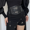Women Fashion Lace Stitching Strap Pu Slim Defined Waist Stretchy Belt