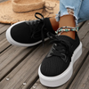 Women Fashion Plus Size Mesh Breathable Lace-Up Round-Toe Sneakers