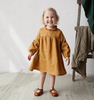 (Buy 1 Get 2) Girls Basic Stringy Selvedge Round Neck Long Sleeve Solid Color Casual Dress