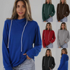 Autumn Women Drawstring Casual Solid Color Long Sleeve Sweatshirt