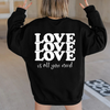 Women Casual LOVE Letter Print Round Neck Long Sleeve Basic Sweatshirt