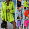 Women Fashion Street Casual Solid Color Long Sleeve Shirt And Loose Blouse Three Pieces Set