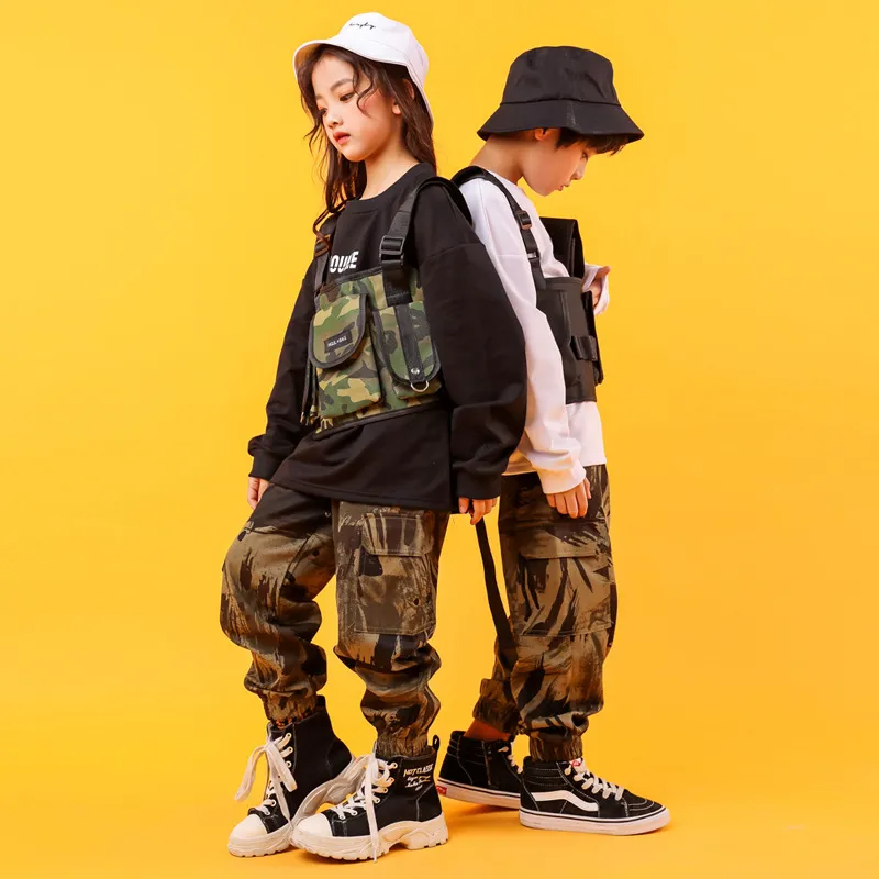 Kids Casual Hip-Hop Camouflage Pocket Design Pants