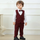 Kids Toddler Boys Party Clothing British Style Waistcoat Solid Color Long Sleeve Lapel Shirt Trousers Set