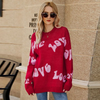 Women Simple Fashion Love Alphabet Jacquard Large Size Pullover Knitted Sweater