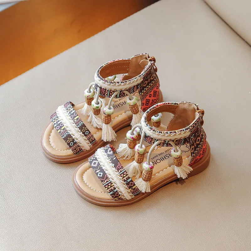 Children Kids Baby Fashion Girls Soft Bottom Ethnic Style Bohemia Sandals Shoes