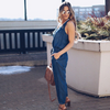 Women Casual Style Drawstring Sleeveless Denim Jumpsuits