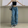 Women'S Light Color Fashion Streetwear Edgy Casual Loose Simple Cargo Jeans