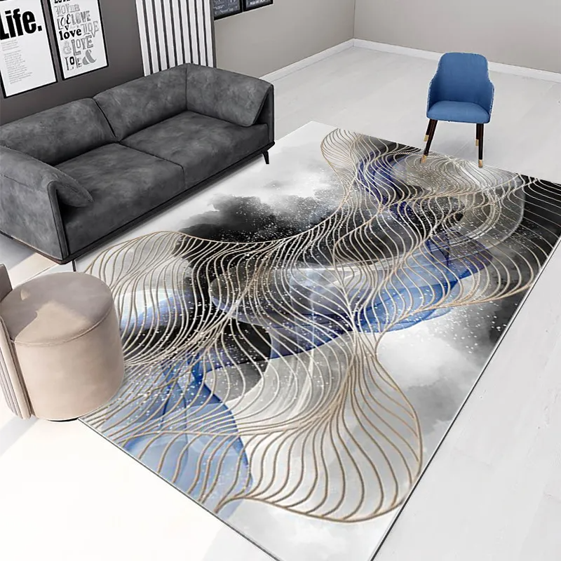 Abstract Ink Smudged Line Carpet Living Room Floor Decoration Mat