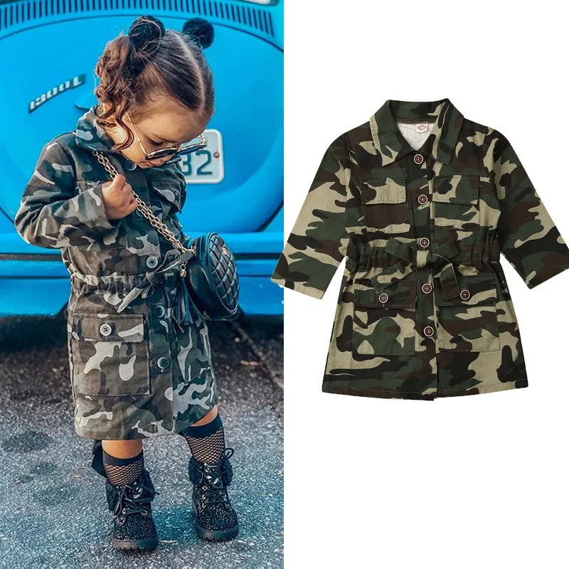 Fashion Kid Girl Camouflage Print Long Sleeves Outerwear