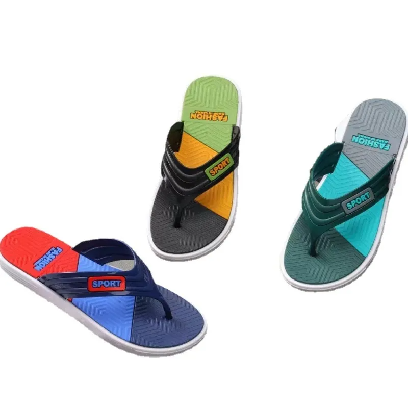 (Buy 1 Get 1) Men Fashion Casual Colorblock Letters Beach Flip-Flops Slippers